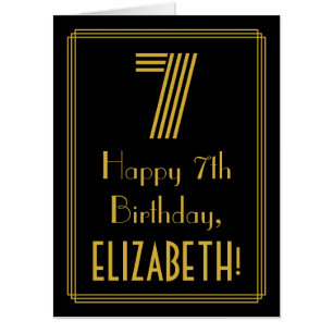 7th Birthday: Art Deco Inspired Look “7” + Name Card