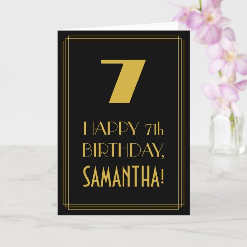 7th Birthday  Art Deco Inspired Look 7  Name Card