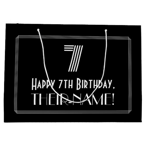 7th Birthday  Art Deco Inspired Look 7  Name Large Gift Bag