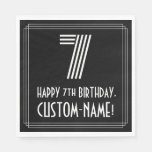 [ Thumbnail: 7th Birthday: Art Deco Inspired Look "7" + Name Napkins ]