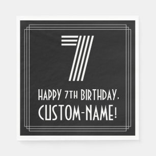 7th Birthday: Art Deco Inspired Look "7" + Name Napkins