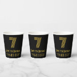 [ Thumbnail: 7th Birthday: Art Deco Inspired Look “7” & Name Paper Cups ]