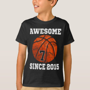 7th Birthday Basketball Player 7 Years Old Vintage T-Shirt
