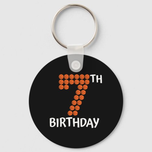 7th Birthday Basketball Sport For Kids Boys 7 Year Keychain