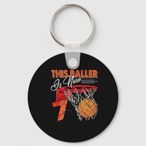 7th Birthday Basketball T S Funny 7 Years Old Kids Keychain