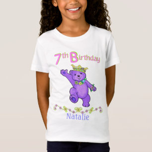 7th Birthday Bear Princess, Custom Name T-Shirt