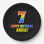 [ Thumbnail: 7th Birthday: Bold, Fun, Simple, Rainbow 7 Paper Plates ]