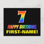 [ Thumbnail: 7th Birthday: Bold, Fun, Simple, Rainbow 7 Postcard ]