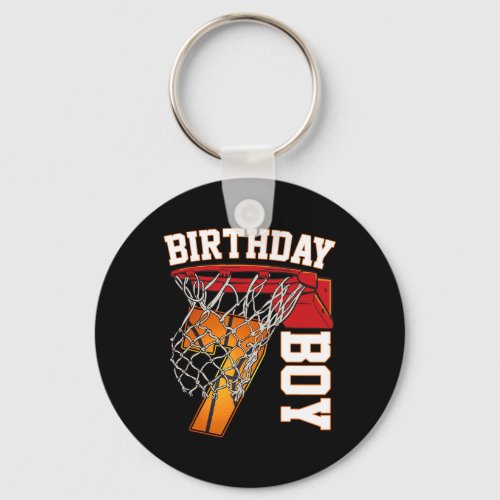 7th Birthday Boy Basketball 7 Year Old Theme Playe Keychain