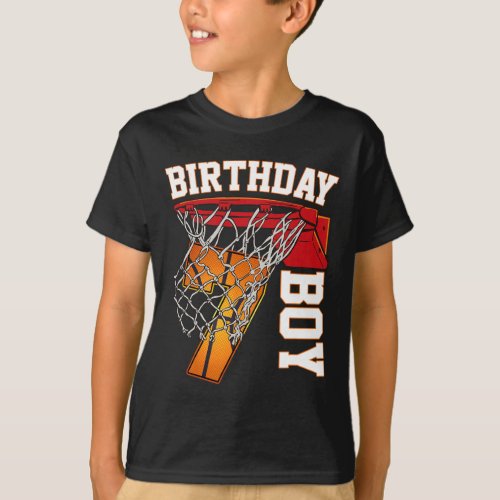 7th Birthday Boy Basketball 7 Year Old Theme Playe T_Shirt
