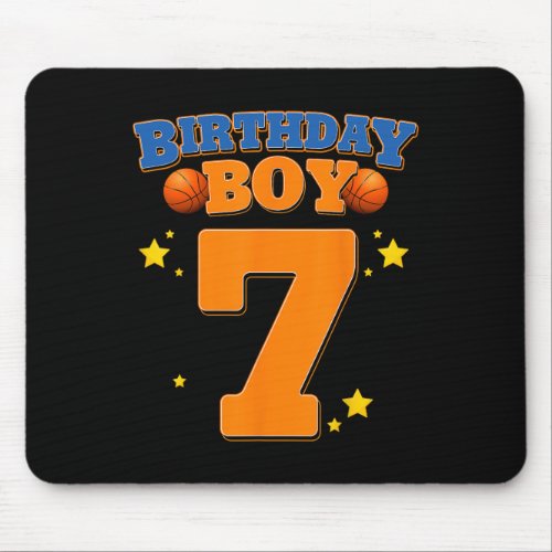 7th Birthday Boy Basketball 7 Years Old Kids Gift  Mouse Pad