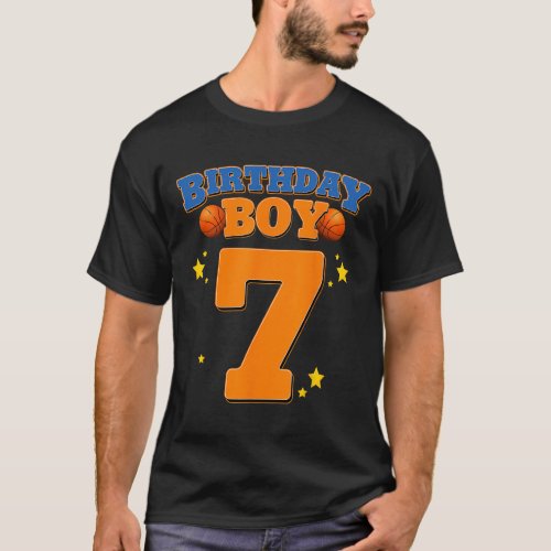 7th Birthday Boy Basketball 7 Years Old Kids Gift  T_Shirt