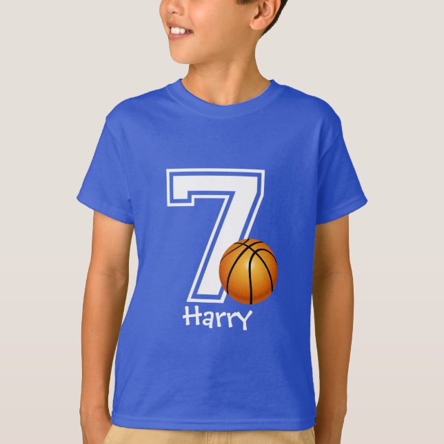 7th Birthday boy basketball personalized-2 T-Shirt (Front)