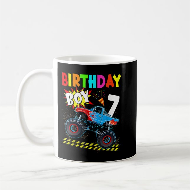 7th Birthday Boy Blaze 7 Year Old Monster Truck Bd Coffee Mug (Left)