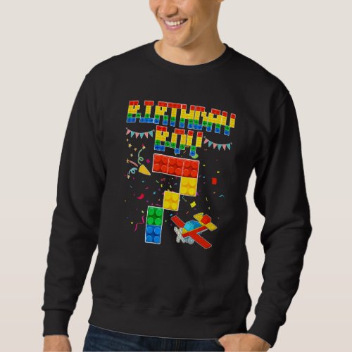 7th Birthday Boy Building Brick 7 Years Old Blocks Sweatshirt