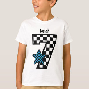 7th Birthday Boy Checked Star Custom Name V07A T-Shirt
