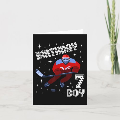 7th Birthday Boy Ice Hockey 7 Year Old Fun B_Day M Card