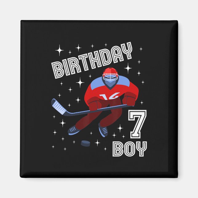 7th Birthday Boy Ice Hockey 7 Year Old Fun B-Day M Magnet (Front)