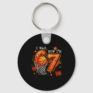 7Th birthday boy kids basketball i 6 now i'm 7 yea Keychain