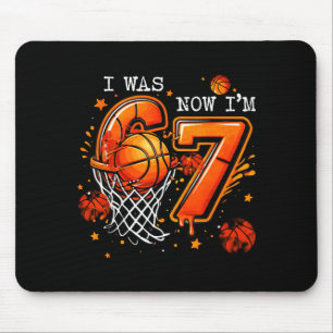 7Th birthday boy kids basketball i 6 now i'm 7 yea Mouse Pad