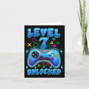 7th Birthday Boy Level 7 Unlocked Video Gamer Birt Card
