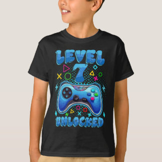7th Birthday Boy Level 7 Unlocked Video Gamer Birt T-Shirt