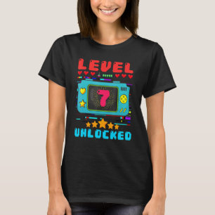 7th Birthday Boy Level 7 Unlocked Video Gamer Birt T-Shirt