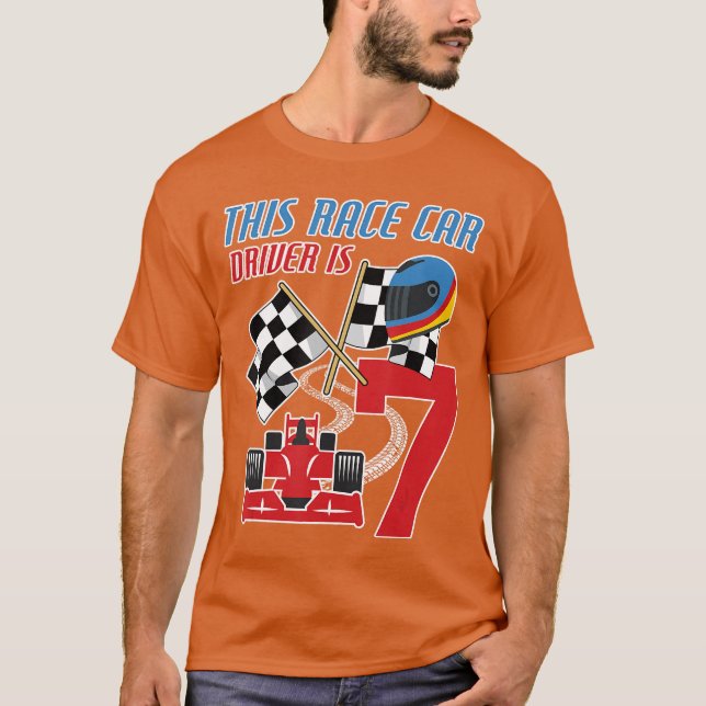 7th Birthday Boy Race Flag 7 Years Old Racing Driv T-Shirt (Front)