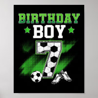 7th Birthday Boy Soccer 7 Year Old Sport 7yr Boys