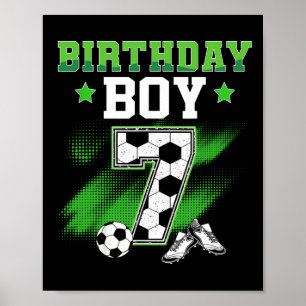 7th Birthday Boy Soccer 7 Year Old Sport 7yr Boys  Poster