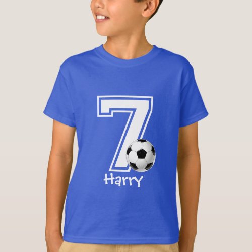 7th Birthday boy soccer personalized_2 T_Shirt