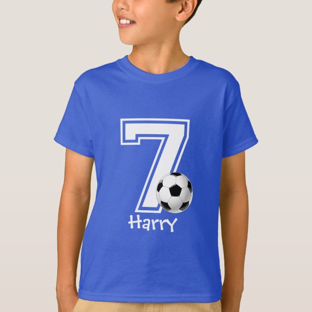7th Birthday boy soccer personalized-2 T-Shirt (Front)