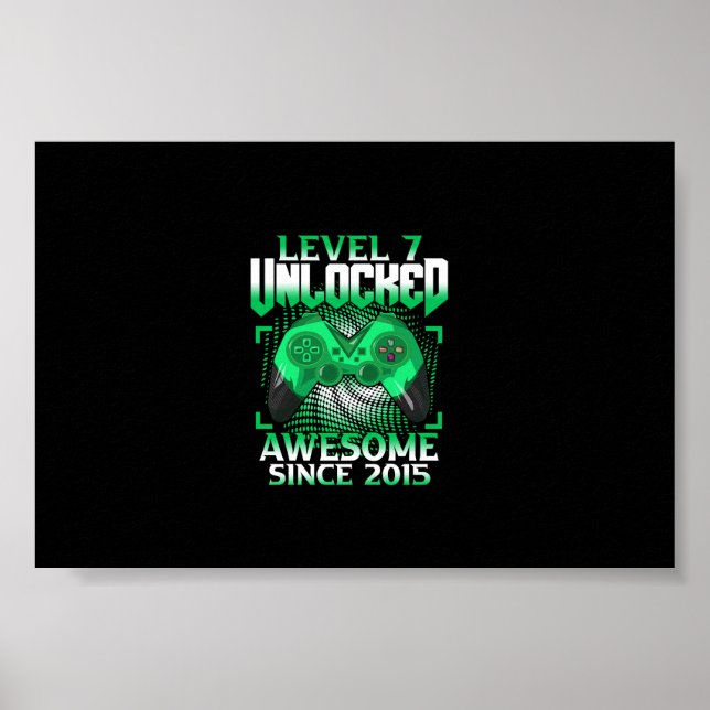 7th Birthday Boy Video Gamer Level 7 Unlocked Poster (Front)