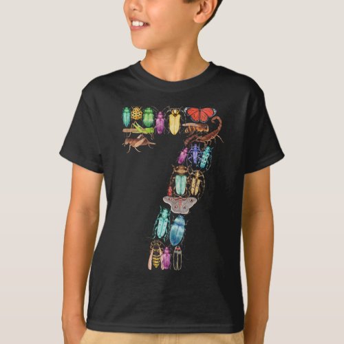 7th birthday Bugs Insects Beetles 7 Year Old Gift T_Shirt