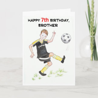 7th Birthday Card for a Brother - Footballer