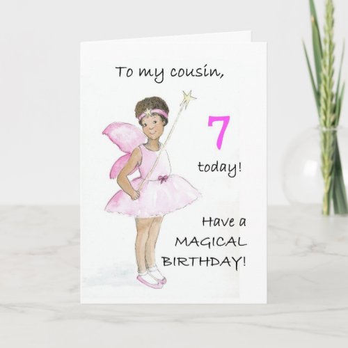 7th Birthday Card for a Cousin _ Black Fairy