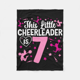 7th Birthday Cheerleading Girl Seven Year Old Chee Fleece Blanket