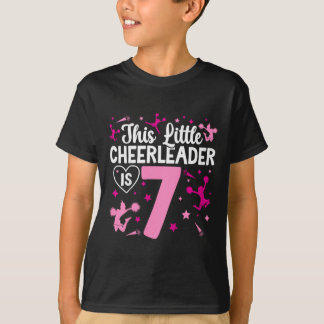 7th Birthday Cheerleading Girl Seven Year Old Chee T-Shirt
