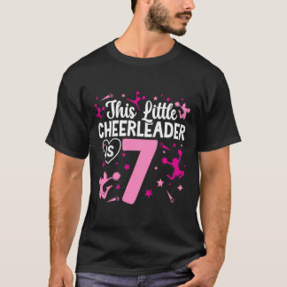 7th Birthday Cheerleading Girl Seven Year Old Chee T-Shirt