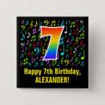 [ Thumbnail: 7th Birthday: Colorful Music Symbols, Rainbow 7 Button ]