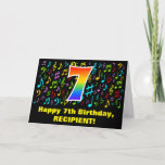 [ Thumbnail: 7th Birthday - Colorful Music Symbols & Rainbow 7 Card ]