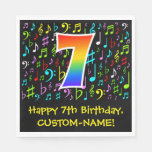 [ Thumbnail: 7th Birthday - Colorful Music Symbols, Rainbow 7 Napkins ]