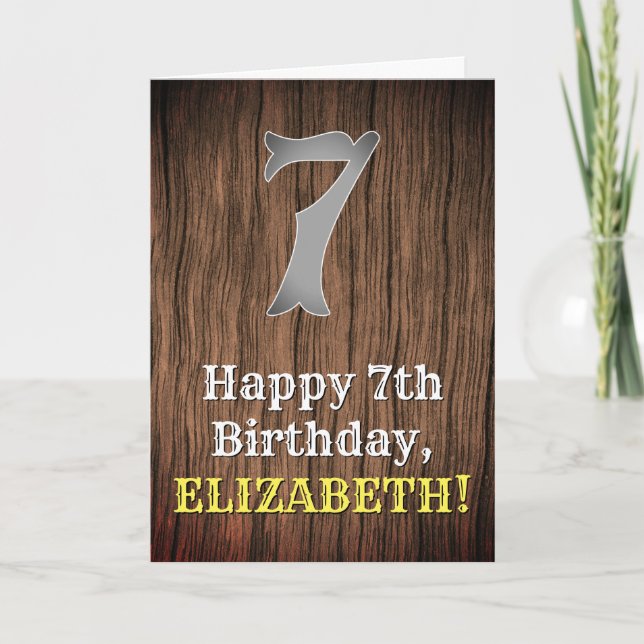 7th Birthday: Country Western Inspired Look, Name Card (Front)
