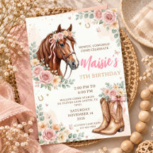 7th Birthday Cowgirl Horse Riding Party Rustic
