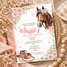 7th Birthday Cowgirl Horse Riding Party Rustic