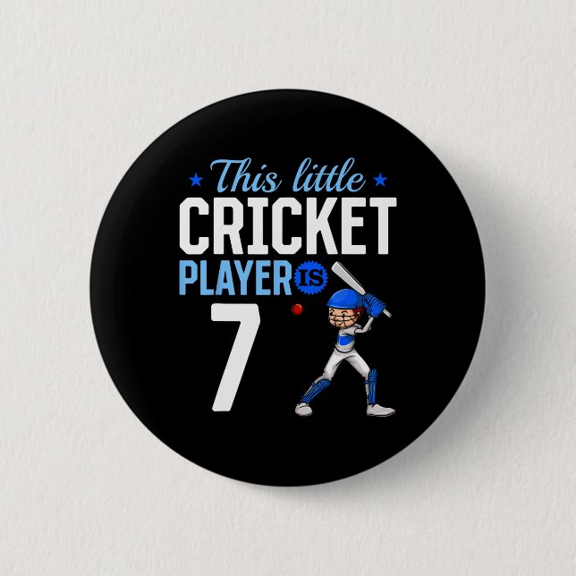 7th Birthday Cricket Player  Button (Front)
