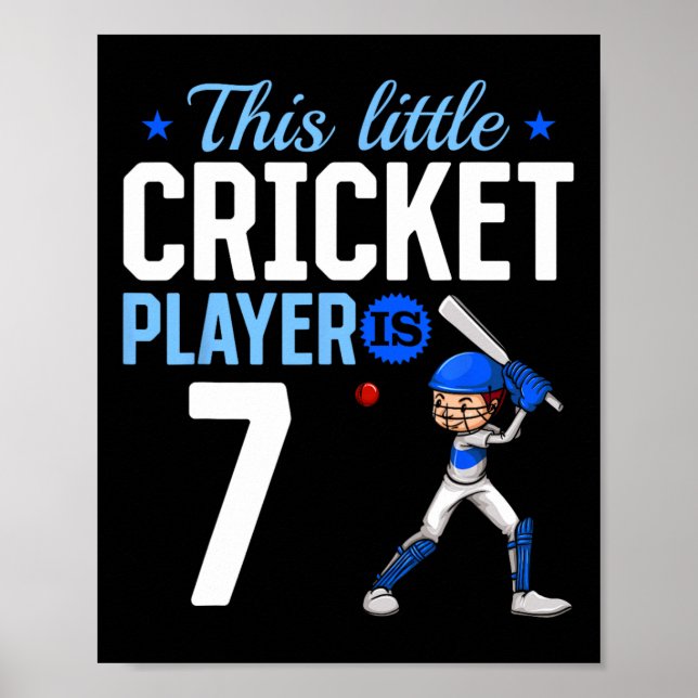 7th Birthday Cricket Player  Poster (Front)