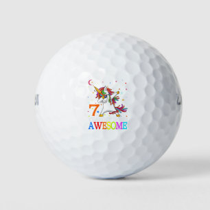 7th Birthday Dabbing Unicorn Party Gift 7 Years Golf Balls