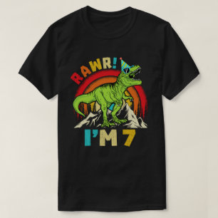 7th Birthday Dinosaur T Rex Rawr I'm 7 For Boys  T-Shirt