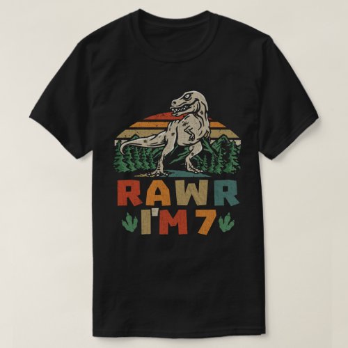 7th Birthday Dinosaur T Rex Rawr Im 7 For Boys  T_Shirt